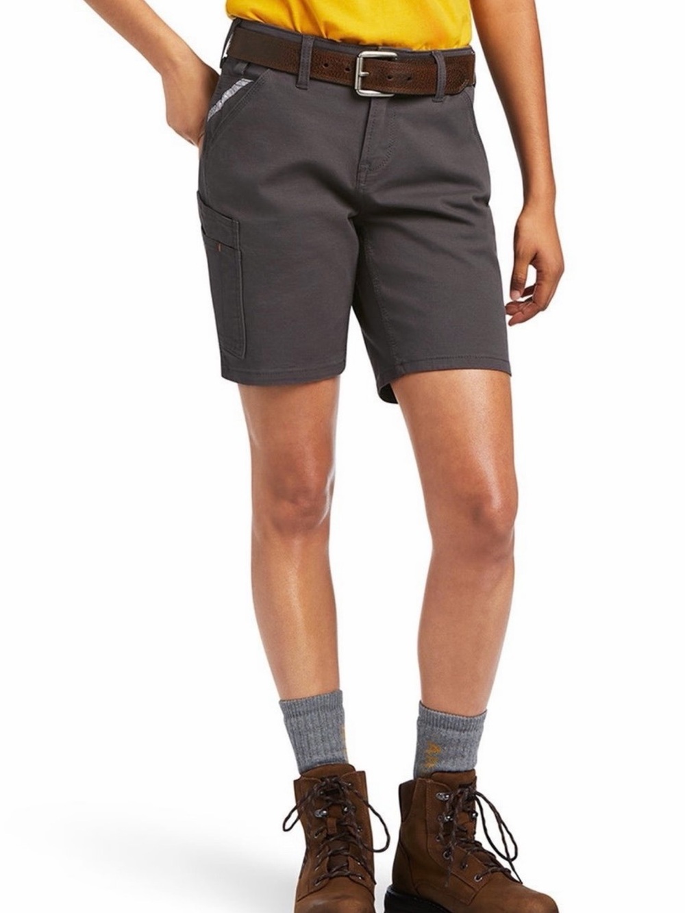 Ariat Rebar Ladies DuraStretch Made Tough Grey Work Shorts Women’s Sz 34